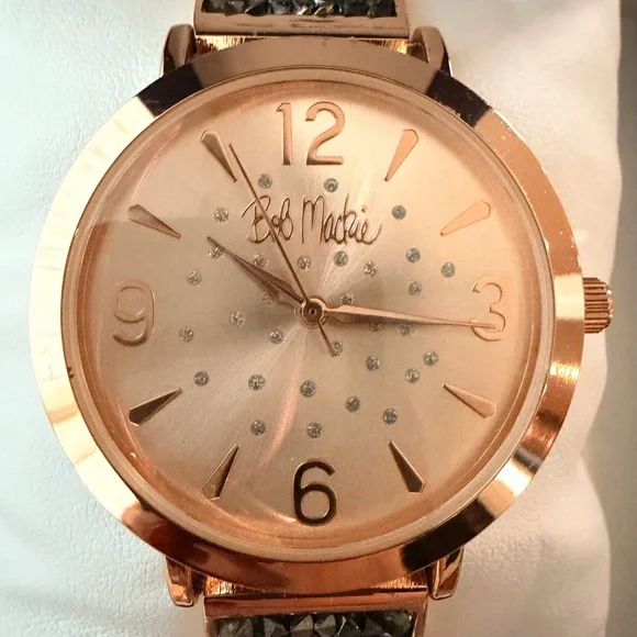Bob Mackie Rose Gold and Black Women's Watch - Picture 2 of 6